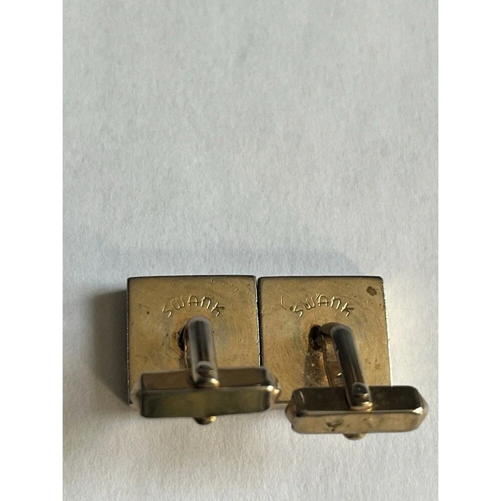 Vintage Swank Gold Tone Diagonal Stripe Cufflinks Mid Century